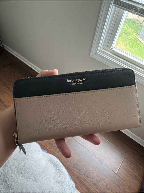 kate spade Accessories - kate spade Black & Taupe Zip-Around Wallet